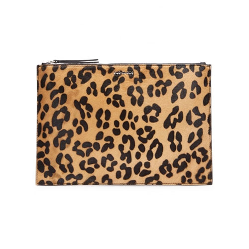 Alexandra McQueen Kicks Leopard-Print Calf Hair Clutch Bag