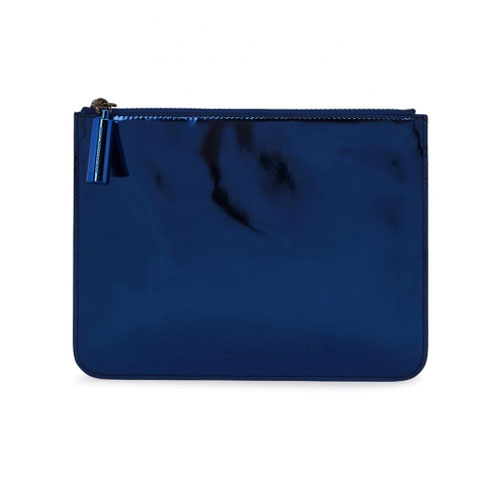 Christopher Kane Metallic Blue Leather Pouch