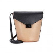 Loeffler-Randall-Peach-And-Black-Leather-Bucket-Bag-Front